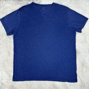 J.Crew Men’s Navy Blue Garment Dyed V-Neck Cotton Short Sleeve Washed Tee L/C43